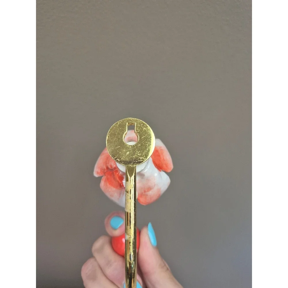 Set 2 Ceramic Flower Wall Hooks Pink Rose Red Camellia Coat Towel Hangers Decor